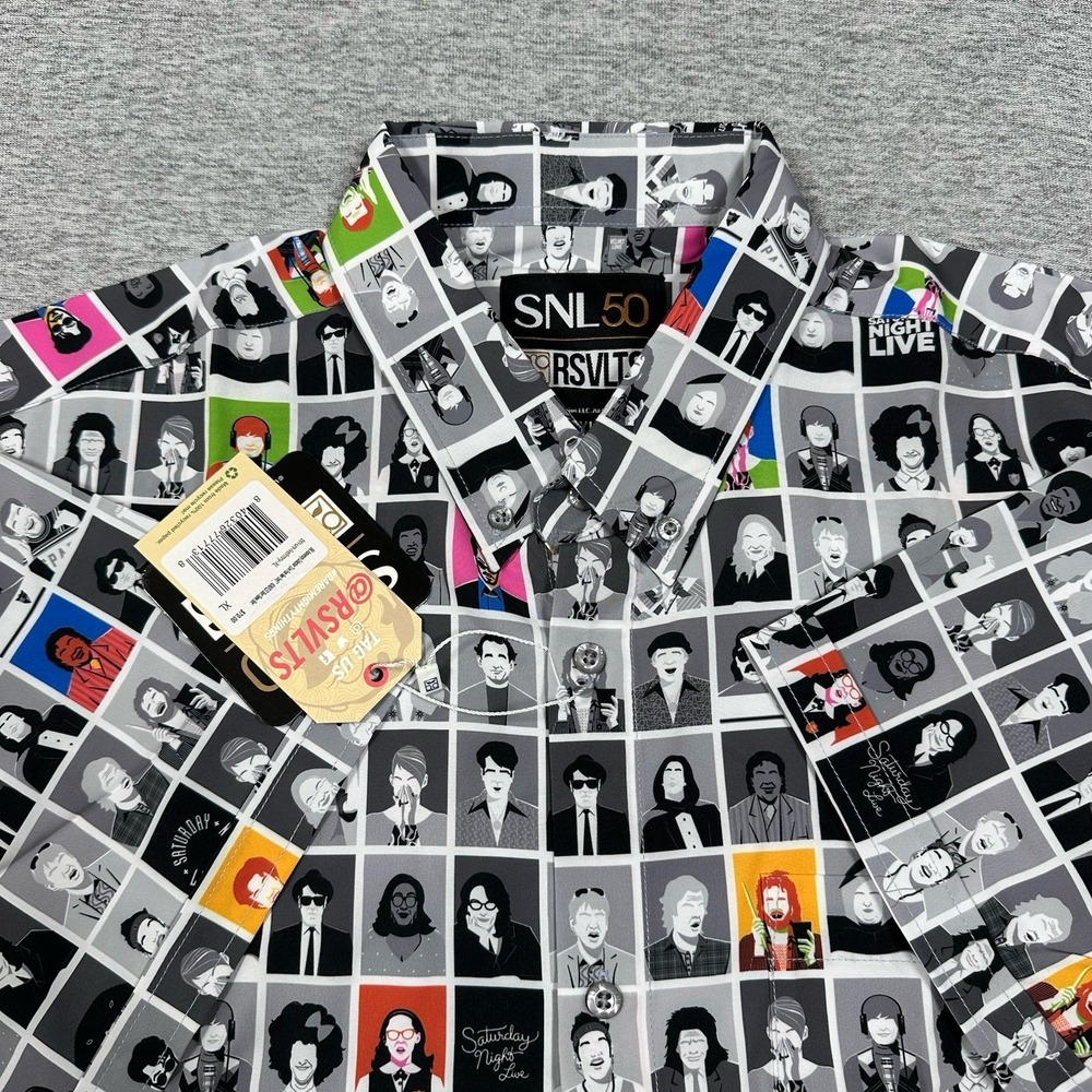 RSVLTS SNL 50 Mens XL Saturday Night Live From New York Stretch Button Down NEW